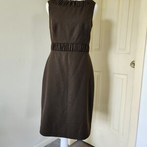 Talbots Wool Dress Dark Brown Lined Sheath